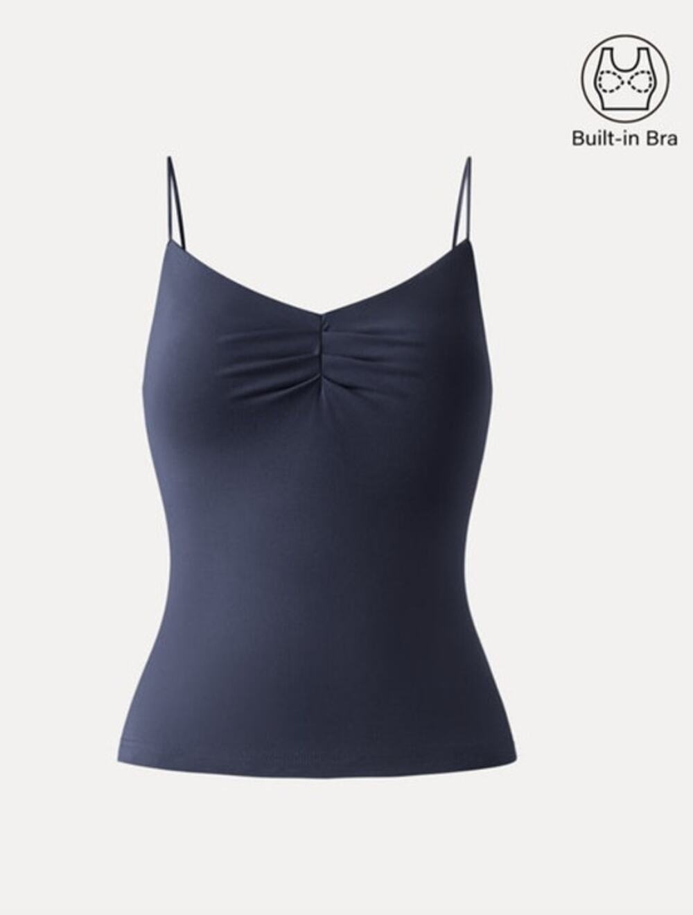 OGL Top Size M NEW Ultrasoft Sweetheart Neck Front Tucked Bra Top Navy Blue
